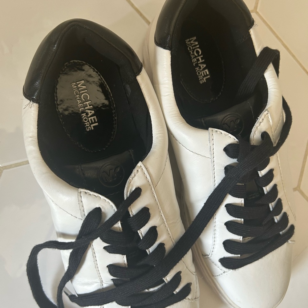 Michael Kors Black and White Leather Sneakers